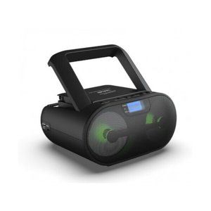 RIPTUNES CDB237BTK Portable Boombox, AM/FM Radio, Bluetooth, MP3, CD, USB. Black